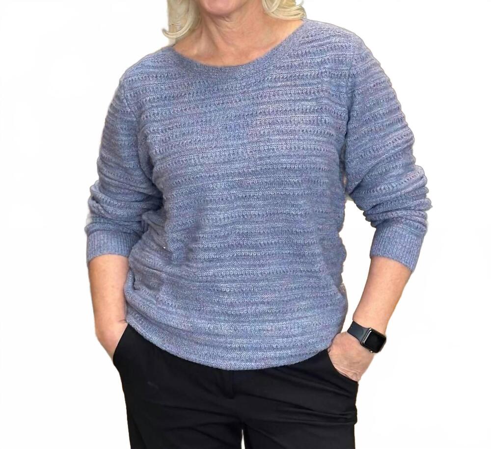 NEW LEO AND NICOLE women's crew neck sweater in frstd periwnkle
